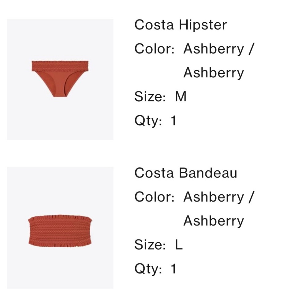 Tory Burch Costa Ashberry Hipster and Bandeau Bikini Set